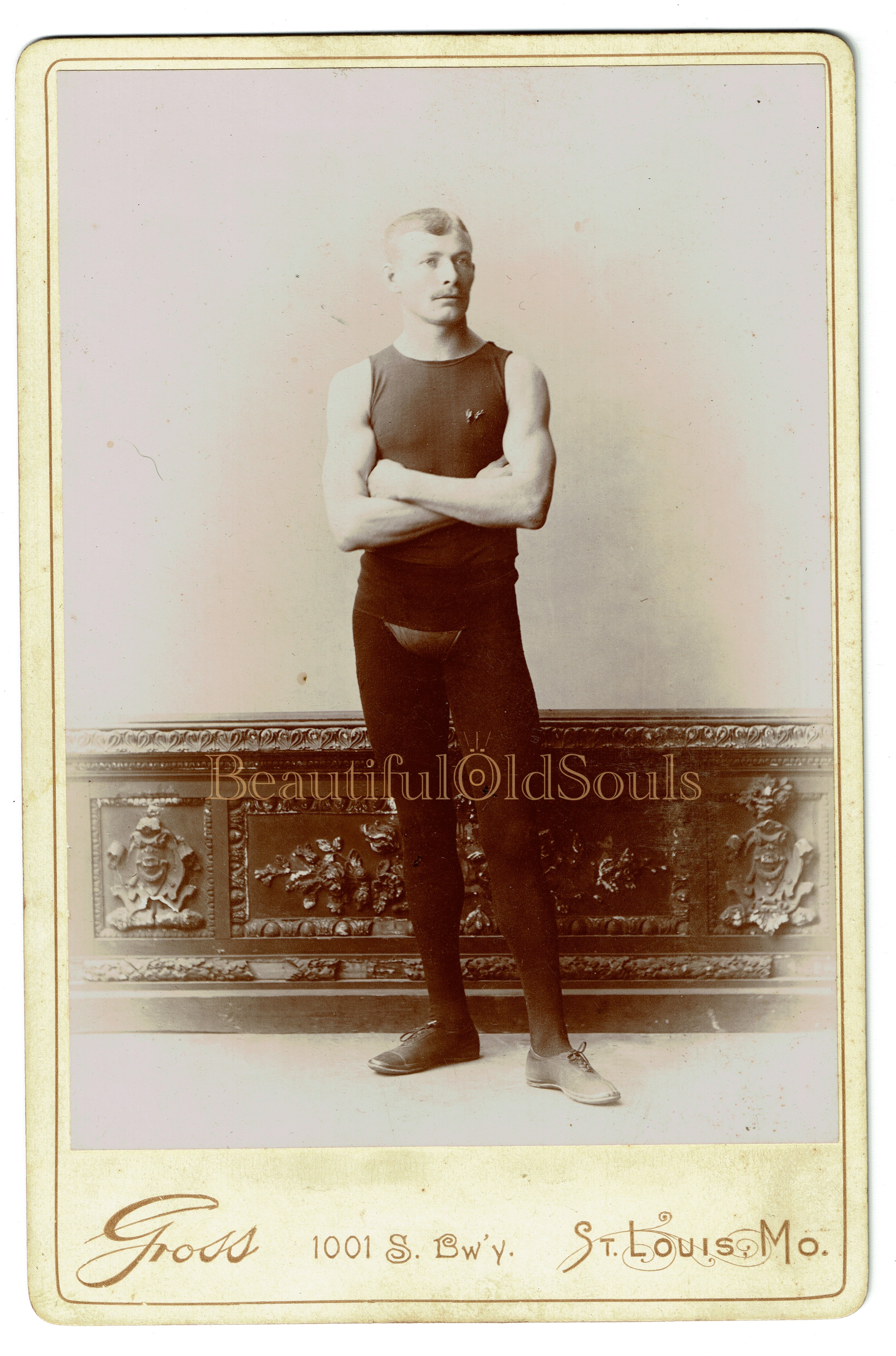 Antique Cabinet Card Photograph Handsome Athlete St Louis, MO