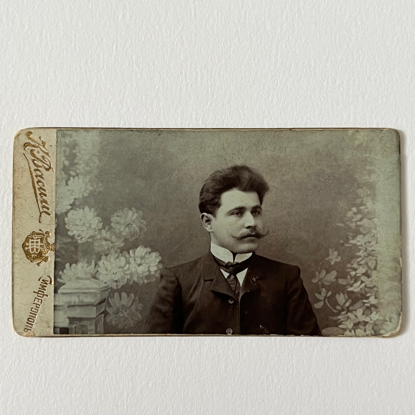 Antique Miniature Cabinet Card Handsome Man Mustache ID Marcus Kalt