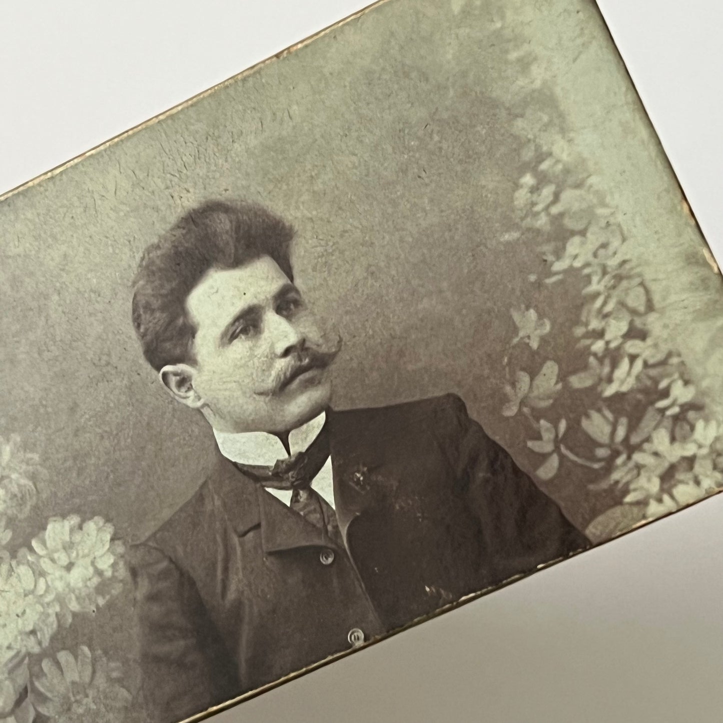 Antique Miniature Cabinet Card Handsome Man Mustache ID Marcus Kalt